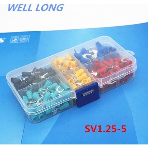 SV1.25-5 Furcate Fork Spade 22~16AWG Wire Crimp pressed terminals Cable Wire Connector Kit