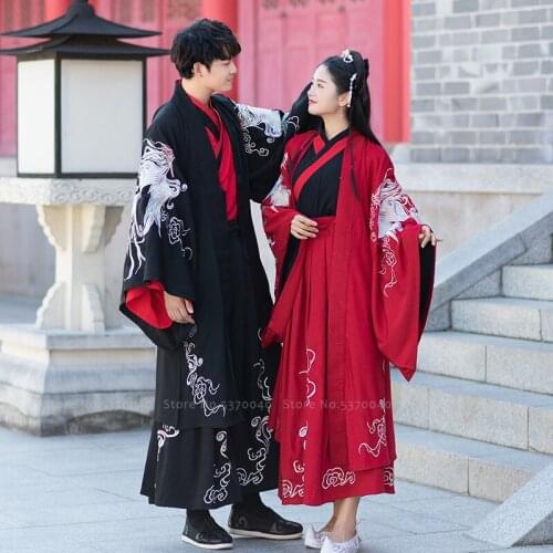 Chinese Traditional Women Men Wedding Dress Hanfu Tang Suit Ancient Long Robe Tops Skirt Japanese Samurai Kimono Cosplay Costume