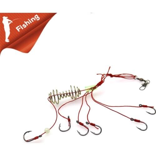 Explosion Fishing Hook 4#-13# Fishing Lure Bait Trap Feeder Cage Fishing Hook with Stainless Steel Springs