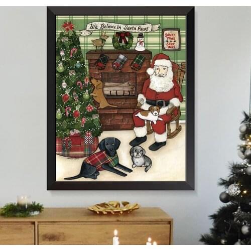 Funny Santa Claus With Dogs On Bathtub Print Canvas Painting Color Bathroom Wall Art Vintage Poster Christmas Bedroom Home Decor
