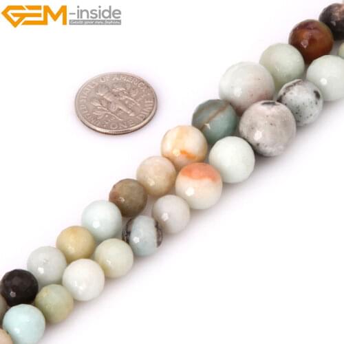 Gem-inside Natural Round Smooth Amazonite Beads For Jewelry Making 10-16mm 15inches DIY Jewellery 6-12mm Strand 15 inches