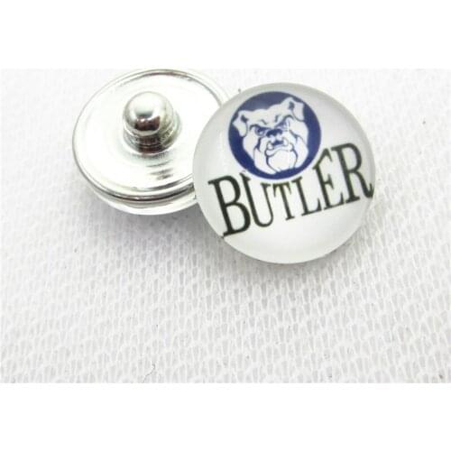 10pcs Butler Bulldogs Snap Buttons 18mm Sports snap buttons Diy Snaps Jewelry Bracelet&bangles charms