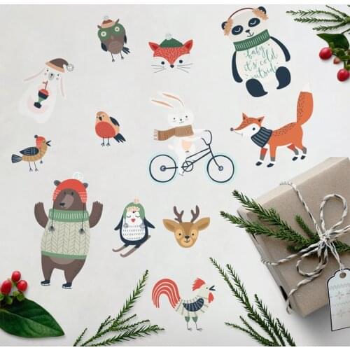 49pcs/set Lovely Fox Rabbit DIY Wall Sticker DIY Forest Animal Trees Wall Decals for Children Room Bedroom Background Decoration