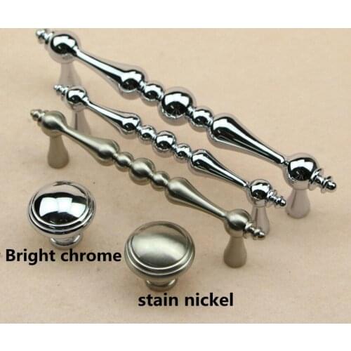 96mm 128mm modern simple fashion bright chrome kitchen cabinet cupboard door handle stain nickel dresser drawer knob pull silver
