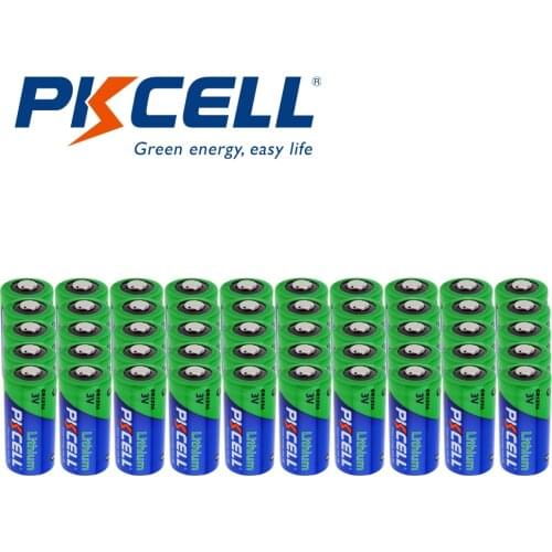 50Pcs Pkcell 3V Lithiu Battery 1500mAh CR123A CR123 CR 123A CR17345 DL123A Non-rechargeable Batteries for Camera Water Gas meter