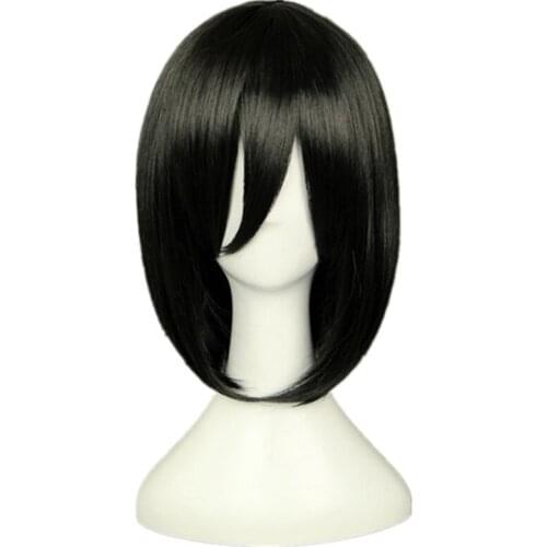 Attack on Titan Mikasa Ackerman Short Bob Black Heat Resistant Cosplay Costume Wig