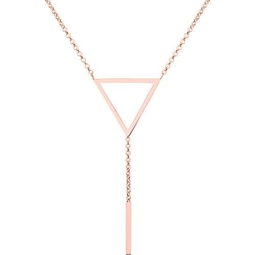 Titanium Steel Simple Geometric Hollow Triangle Long Pendant Collarbone Chain Womens Necklace Does Not Lose Color Y Chain
