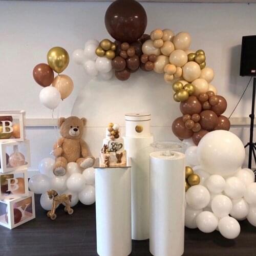 122 Pcs of Coffee Balloon Chain Jungle Party Apricot Wreath Chrome Gold Balloon Decoration Birthday Wedding Party Supplies