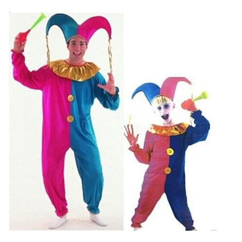 Adult kids clown costumes cosplay costumes for boys halloween cosplay costumes kids children cosplay costumes Family clothes