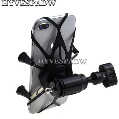 For Vespa LX LXV 150 250 GTS300 GTV Sprint Primavera 150 Metal Motorcycle Rearview Mirror Cell Phone Holder Navigation Bracket