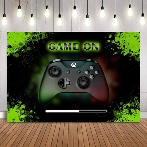 Video Game On Theme Party Supplies Backdrop for Kids Boys Birthday Decorations Customizable Retro Gaming Background Banner Props
