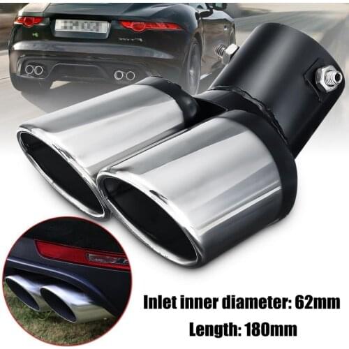 CAR REAR CURVED GUAL EXHUAST MUFFLER PIPE TRIM TIPS CHROME TAIL DURABLE