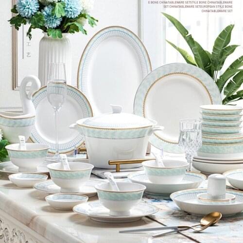 60 Heads Jingdezhen ceramics Dinner Dish Rice Salad Noodles Bowl taste dish rice bowl home dish soup bowl Pot Dinnerware Sets