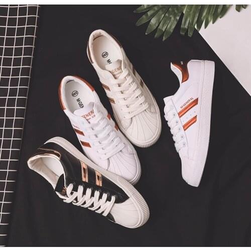Fashion Style Sneakers Skateboarding Shoes Women Campus Chaussure Girls Microfiber leather Black Gold Trainers