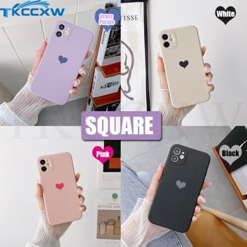 For Huawei Nova 7i 5 7 8 Pro 6 7 8 SE 5T 4 4e Square Soft TPU Phone Case Cute Candy Color Love Heart Slim Matte Case Back Cover
