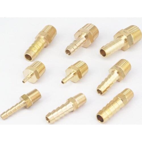 1/8" 1/4" 3/8" NPT Male x 1/8" 4mm 1/4" 5/16" 3/8" Hose Barb Tail Brass Fuel Fittings Connectors Adapters 229 PSI