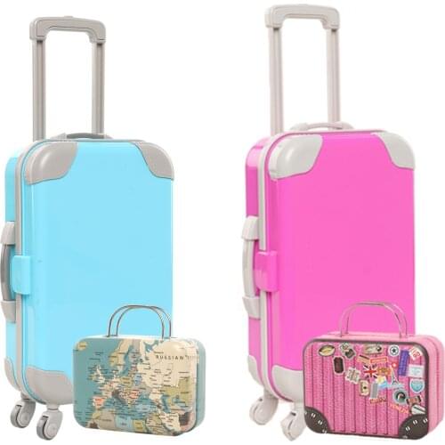 Mini Doll Furniture Travel Suitcase Trunk Case Luggage For Barbie 1/6 11.5 inch Doll Accessories DIY Dollhouse Girls Kids Toys