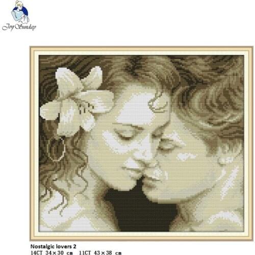 Joy Sunday Nostalgic Lovers Pattern Cross Stitch kit DIY Hand Made DMC Cotton Thread Embroidery set Home Decoration Send Gift