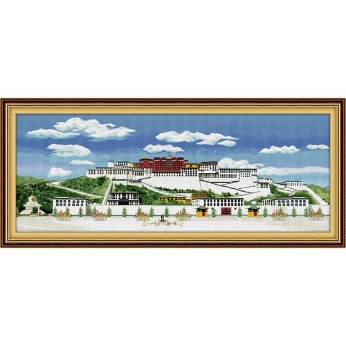 NKF The Potala Palace Handcraft Needlepoint Kits Counted Stamped Canvas Christmas Cross Stitch Sets for Home Decor