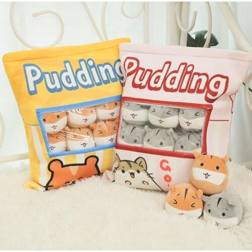 New Big Bag Kawaii Pudding Hamster Plush Balls Bag Snack Toy Soft Cartoon Animal Stuffed Doll Sofa Pillow Girlfriend Kids Gifts