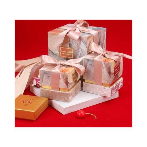 New Paperboard Gift Box with Ribbon Wedding Favor Candy Boxes Flower Box Party Gift Bags Wedding Decoration Baby Shower Party
