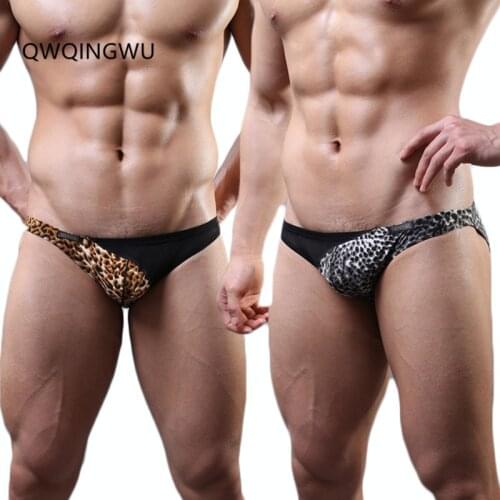 2PCS/Lot New Mens Underwear Briefs Gay Men Underwear Leopard Sexy Transparent Bag Factory Wholesale Mens Underpants Briefs