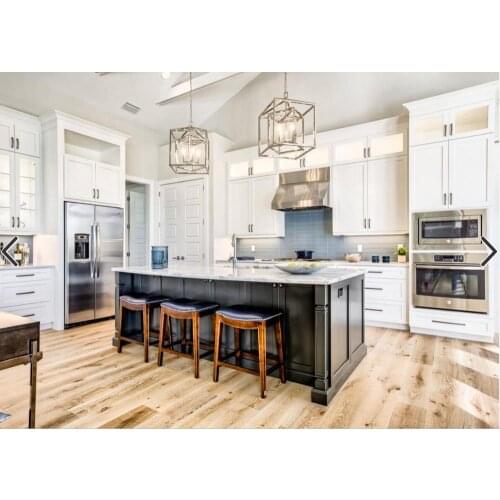 New design solid wood kitchen cabinets white solid wooden door s2008