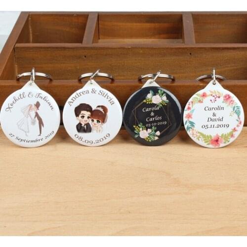 Personalized logo Keychain with Mirror Print Photo Custom Wedding Favors And Gifts baby shower birthday Souvenirs