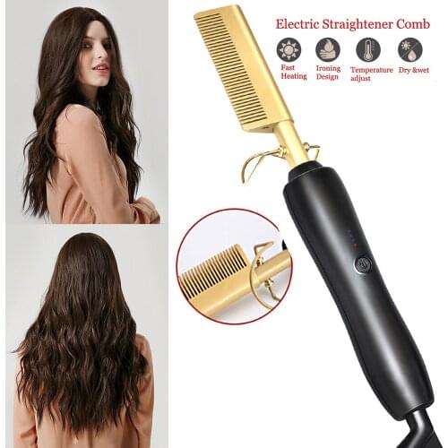 Hair Curler Straightener Flat Irons Hot Comb Electric Hair Curls Iron Titanium Alloy Hair Curler Brush Environmentally Friendly