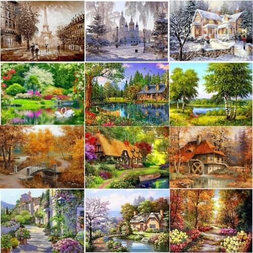 Season Scenery Diamond Painting Full Drill Mosaic Art Embroidery Rhinestone Picture Puzzle Toys Children Gifts Decor Small Size