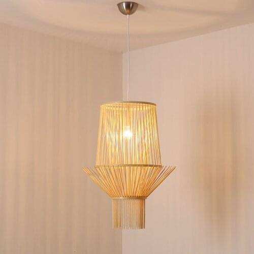 SGROW Creative Design Hand Made Bamboo Pendant Lights for Living Room Dinning Room Simple Loft Hanging Lamp Lighting Fixtures