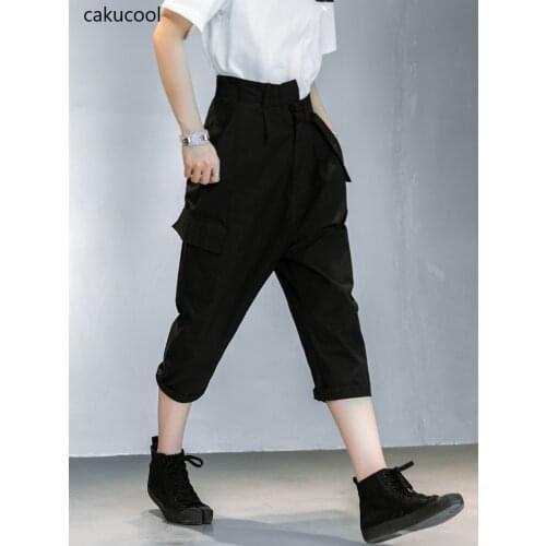 Cakucool 2021 New Black Wind Homemade Neutral Japanese-style Irregular Wist Hanging Jockstrap Cargo Pants