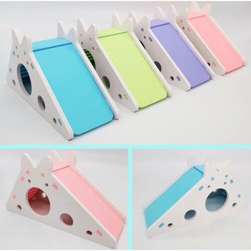 Hamster Hideout Cute Hamster Exercise Toy Wooden Hamster House with Ladder Slide for Guinea Pig Hamster Accessories Hamster Cage