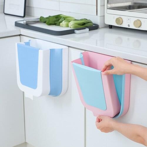 Foldable Garage Wall Mounted Waste Bin Portable Trashcan Kitchen Cabinet Door Hanging Trash Bin Folding Garbage Can