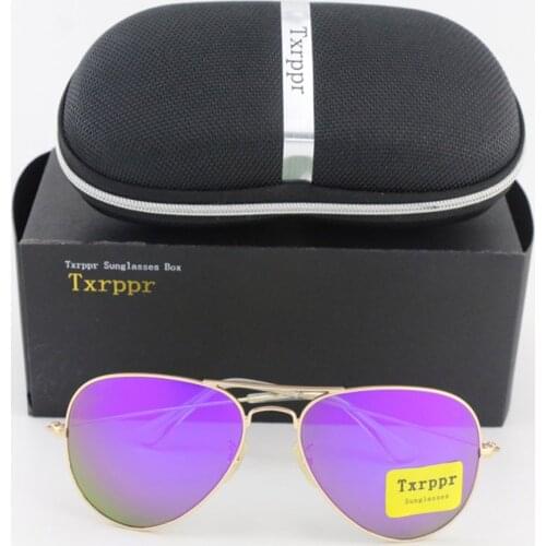 Txrppr Brand Designer Pilot Sunglasses Men Driving Gold/purple Colorful Sun Glasses For Women UV400 with box