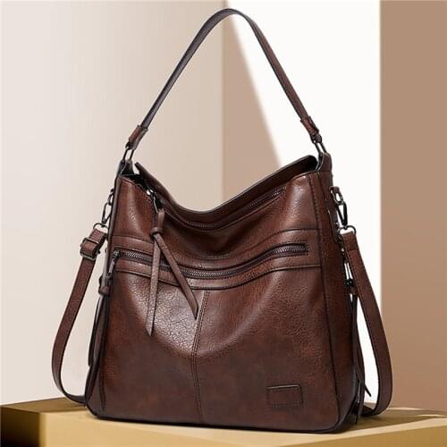 Women Shoulder Bag Large Capacity Travel PU Leather Tassel Zipper Handbag Business Female Fashion Crossbody Bag