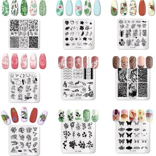 Leaves Flower Stripe Design Stamping Plates Abstract Lady Face Nail Stamp Templates Leaf Floral Printing Stencil 30 Style