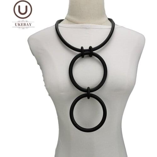 UKEBAY New Round Geometric Pendant Necklaces Women Handmade Jewelry Rubber Choker Necklaces Body Jewellery Clothes Accessories