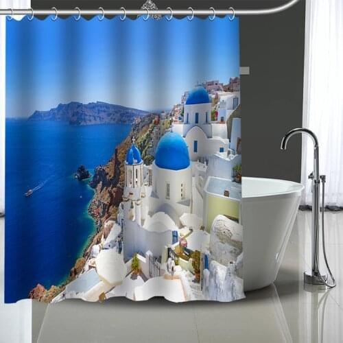 Custom Greece Pattern Decor Curtains Polyester Bathroom Waterproof Shower Curtain With Plastic Hooks More Size