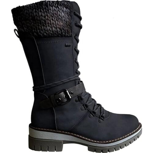 Women boots Knitted Mid-Calf Boots