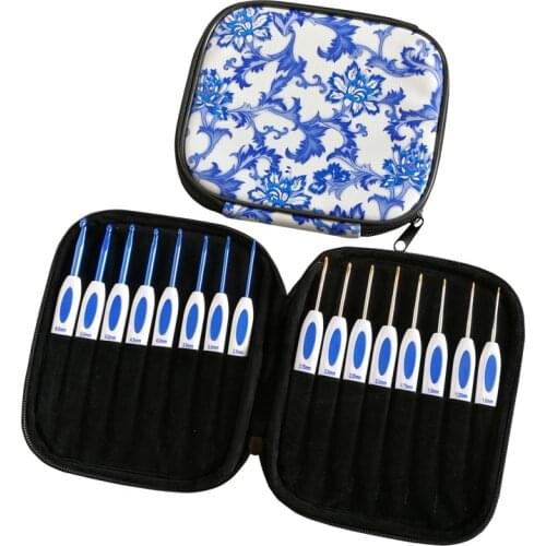 1.0mm-6.0mm 16pcs yarn crochet hook set in a bag knitting and crochet tools and accessories storage bag for hooks and knitting