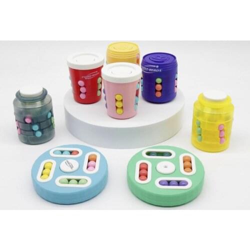 1pc Magical Bean Cartoon Cup Rotating Decompression With Mini Beads Cube Puzzle Decompression Special Shape Ball Creative Game