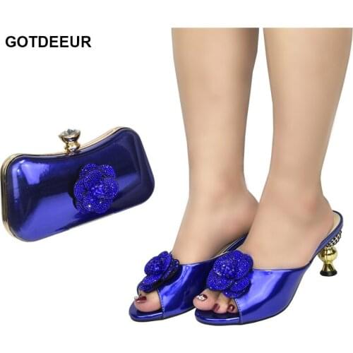 African Party Shoes and Bag Set Decorated with Rhinestone Italian Shoe and Bag Set for Party In Women High Heels Sexy Ladies