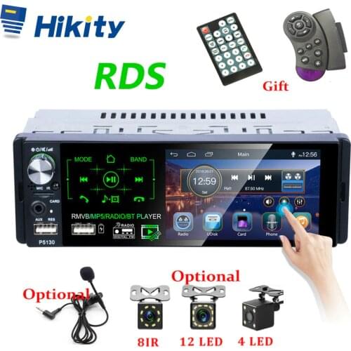 Car Radio MP5 Player 1 Din P5130 Autoradio 4.1 Inch Touch Screen Car Stereo MP5 Player Bluetooth RDS Support Dual USB Microphone