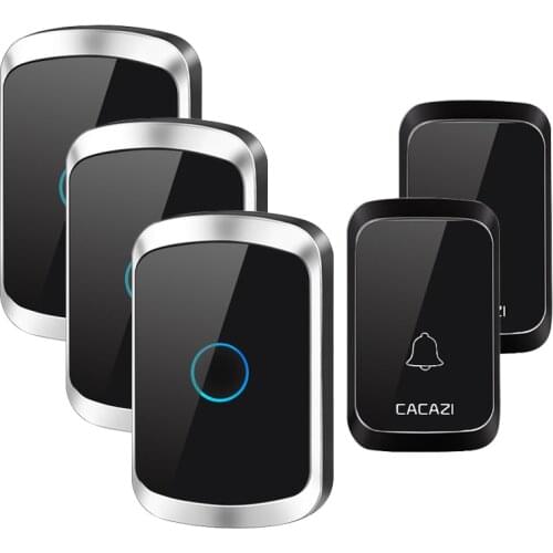 CACAZI Wireless Doorbell Waterproof Door Bell 2 Button 1 2 3 Receiver 300M Remote LED Light Home Wireless Battery Calling Chime