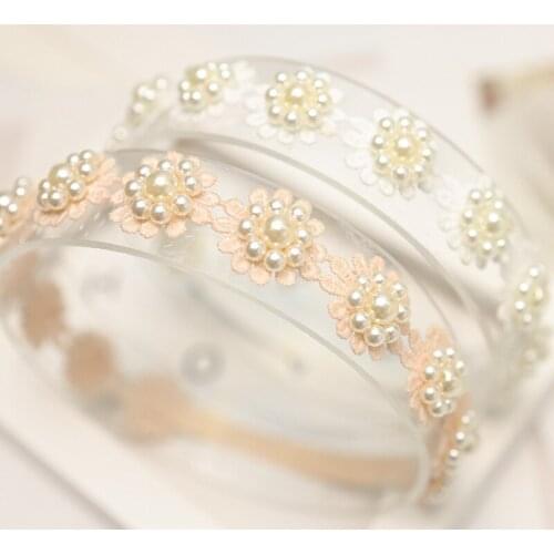 Boutique ins 10pcs Fashion Royal Pearl Flower Headbands Crochet Floral Newborn Soft Hairbands Princess Headwear Hair Accessories