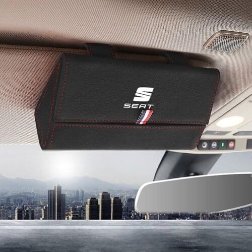 Car glasses case For seat leon ibiza 6j ateca arona altea Alhambra logo Car Sun Visor glasses Storage box Organizer Holder Clip