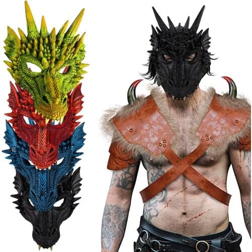 Halloween Carnival Party PU Foam 3D Animal Dragon Mask Cosplay Dragon Scary Mask Cosplay Horror Mask Dragon Mask For Children