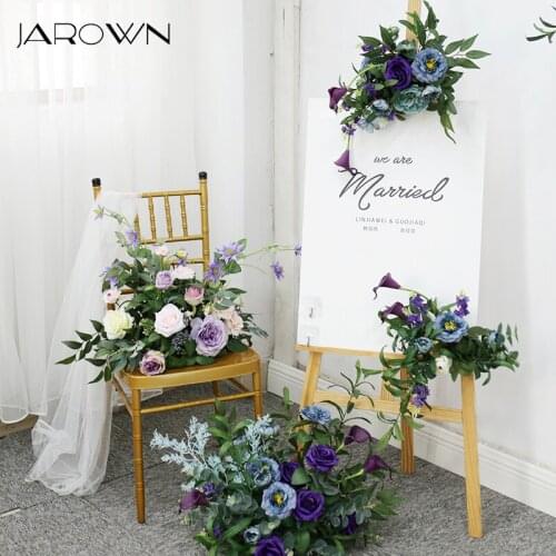 JAROWN European Wedding Arch Decoration Artificial Flower Purple Wedding Props Fake Flower Row Home Party Background Flower Ball