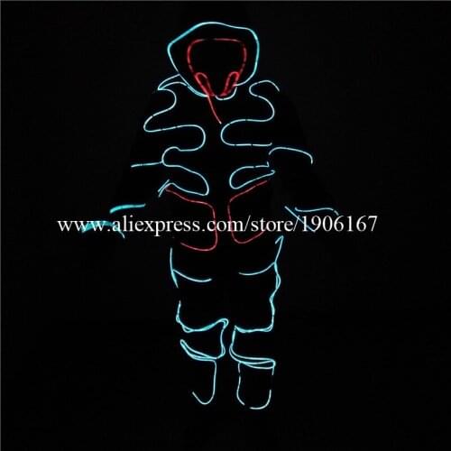 Led Illuminated EL Wire Robot Suit Luminous Ballroom Costume Dance Team Clothing Stage Performance Party Clothes